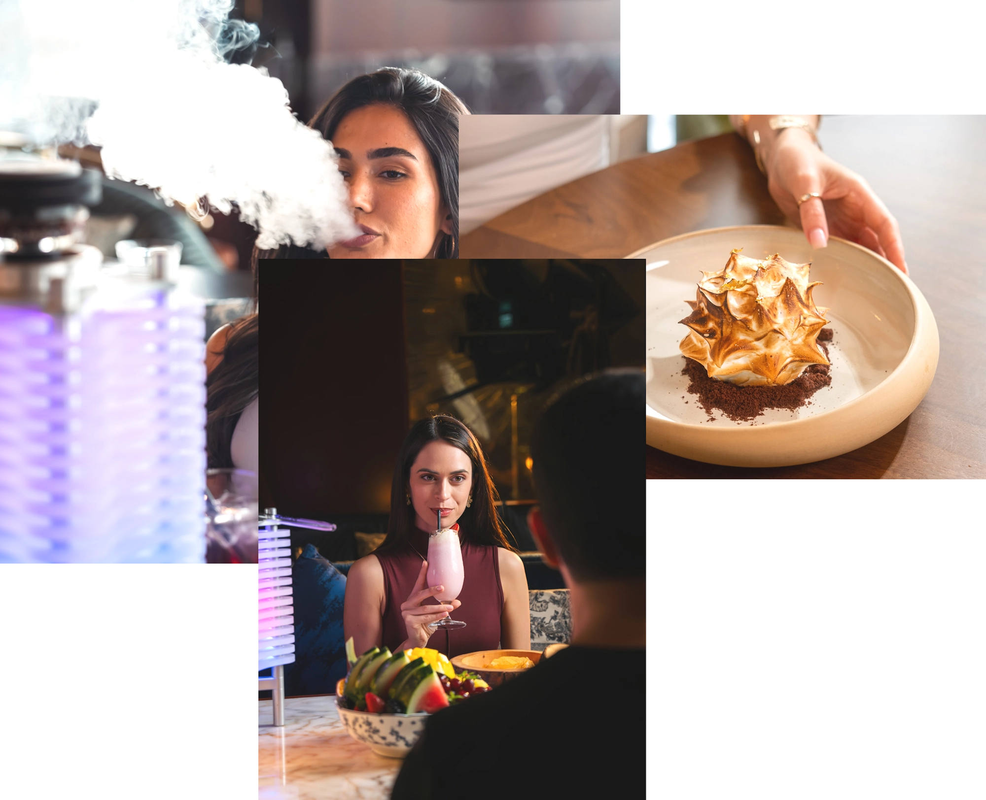 Blume Restaurant food drinks and shisha collage