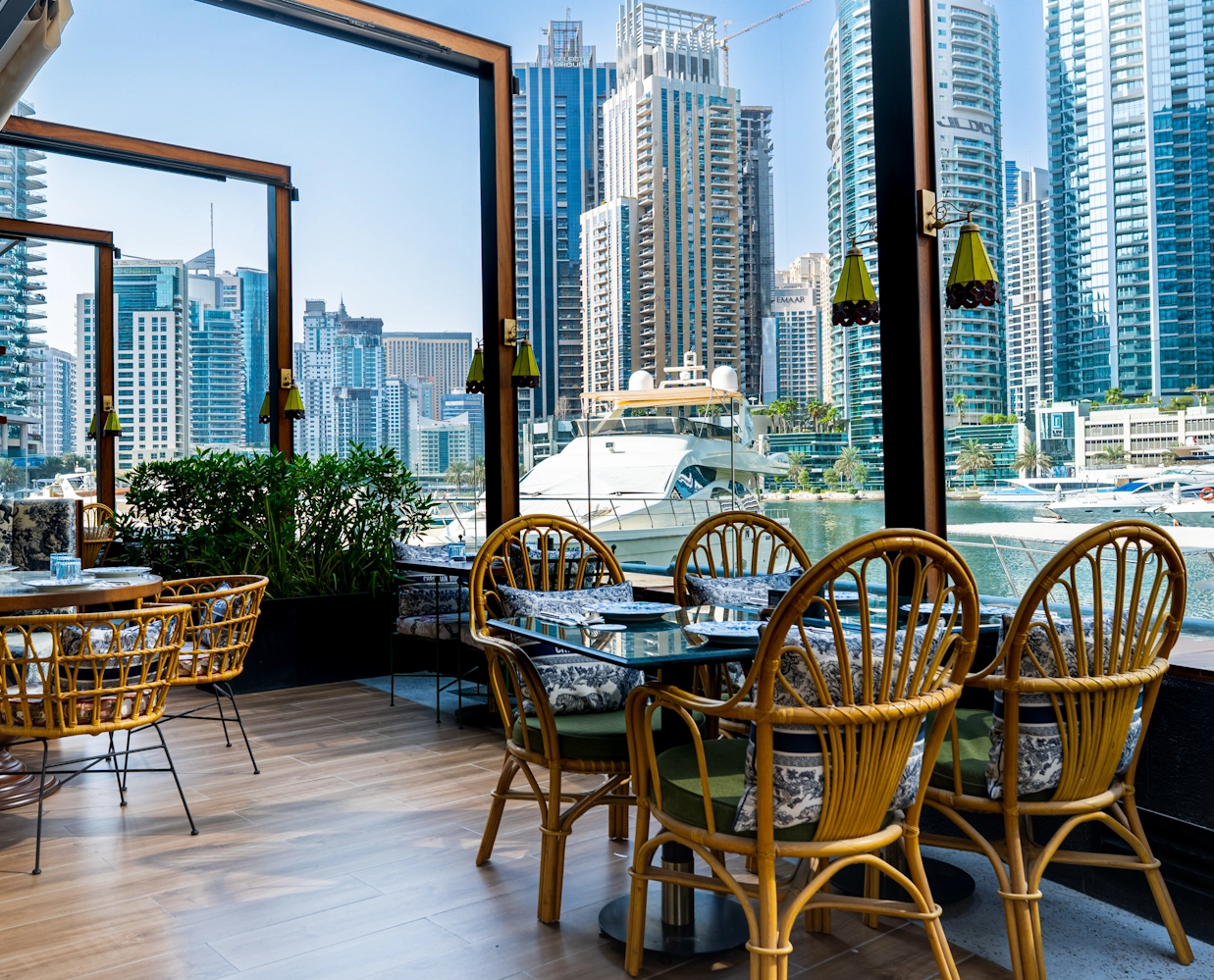 Best Turkish breakfast in Dubai Marina Dubai Marina terrace seating at Blume Restaurant