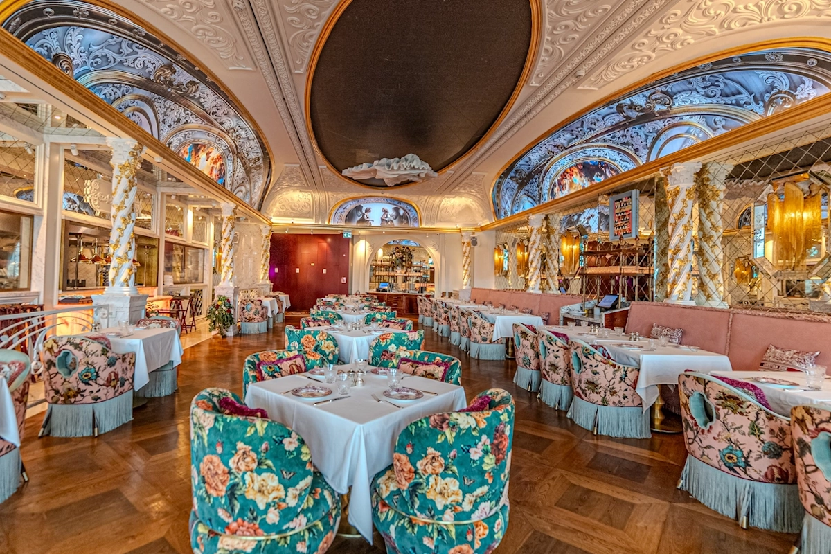 Blume Dubai Mall rooms Elegant dining room with patterned chairs at Blume Restaurant Dubai