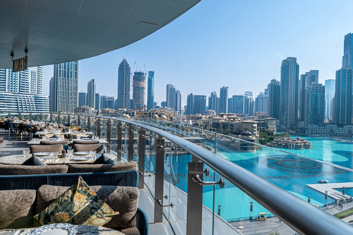 Blume Restaurant Dubai Mall terrace Dubai Mall balcony view from Blume Restaurant