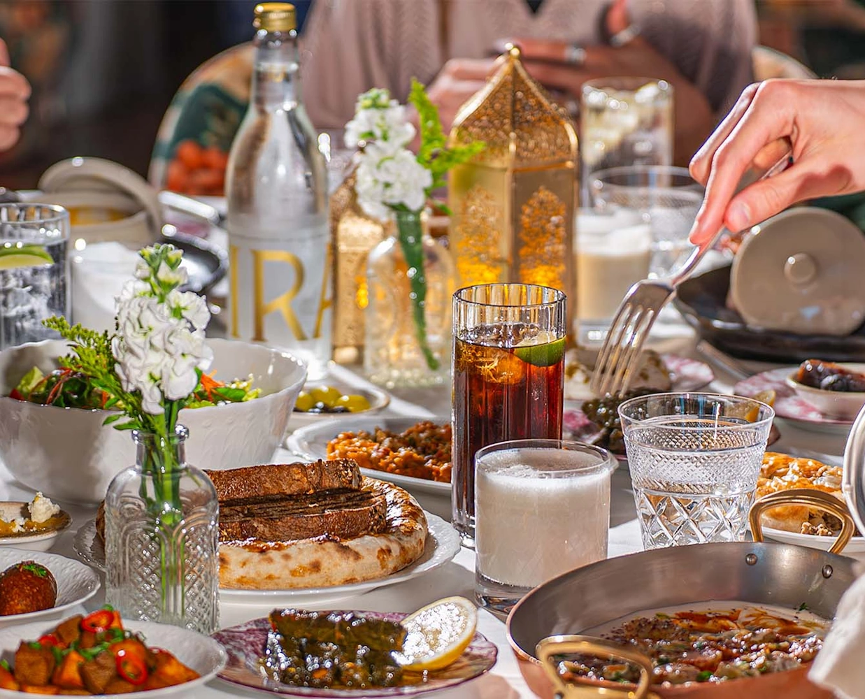 Dubai Mall iftar table Dining table with drinks at Blume Restaurant Dubai