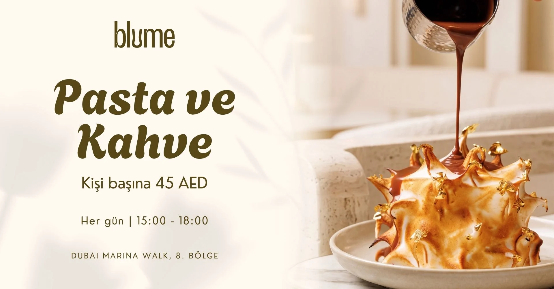 Blume Dubai Marina'da pasta ve kahve fırsatı, Dubai Marina restoran ve lounge deneyimi